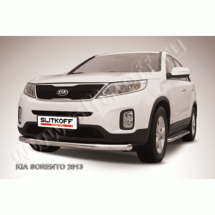 Защита переднего бампера 76 мм Black Edition для Kia Sorento 2012-2020