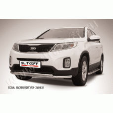 Защита передняя двойная 57-42 мм радиусная Black Edition для Kia Sorento 2012-2020