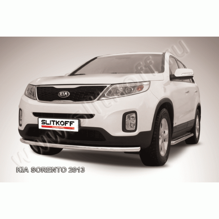 Защита переднего бампера 57 мм радиусная Black Edition для Kia Sorento 2012-2020