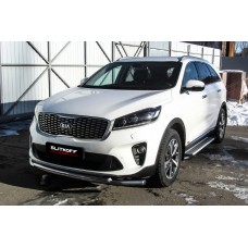 Защита передняя двойная 57-42 мм Black Edition для Kia Sorento Prime 2018-2020