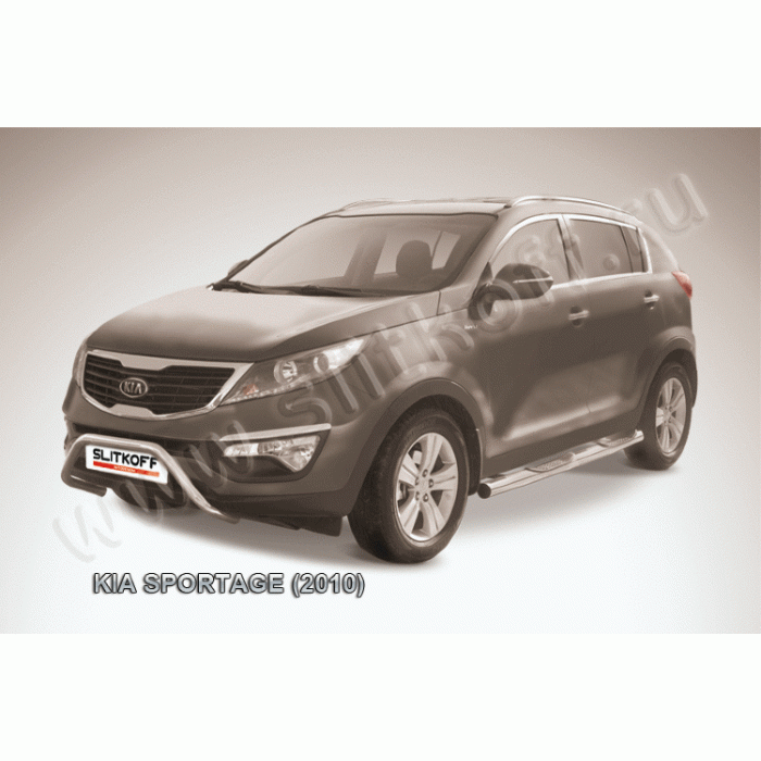 Кенгурятник низкий 57 мм мини Black Edition для Kia Sportage 2010-2015