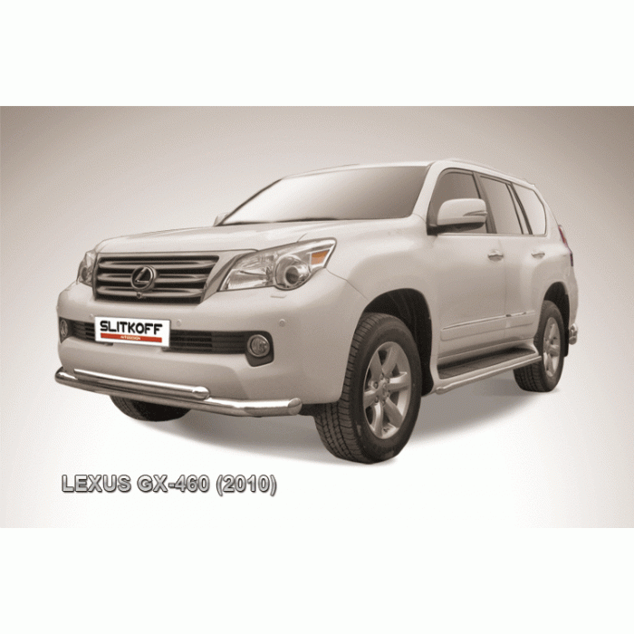 Защита передняя двойная 76-57 мм Black Edition для Lexus GX460 2010-2013