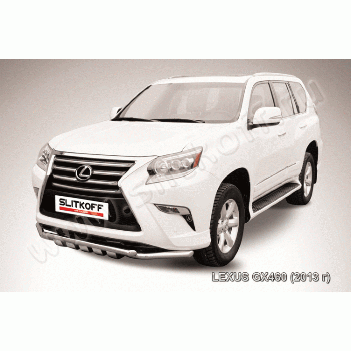 Защита передняя двойная 57-57 мм с профильной защитой картера Black Edition для Lexus GX460 2014-2024