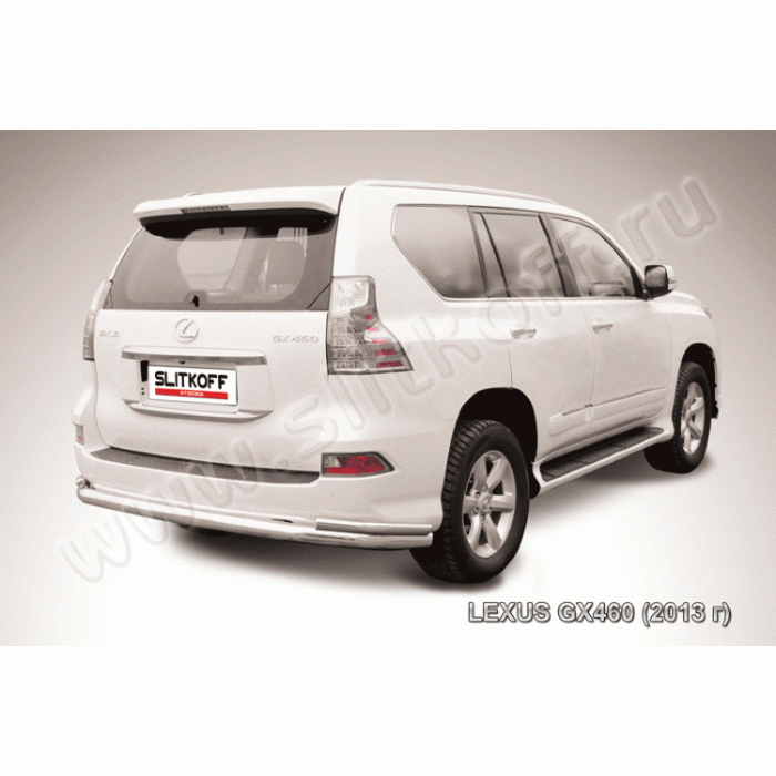 Защита заднего бампера двойная 76-42 мм Black Edition для Lexus GX460 2014-2024