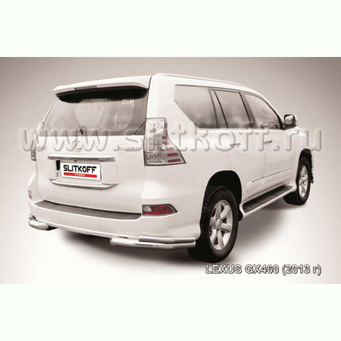 Защита задняя двойные уголки 76-42 мм Black Edition для Lexus GX460 2014-2024