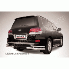 Защита задняя двойные уголки 76-42 мм Black Edition для Lexus LX-570 2012-2015