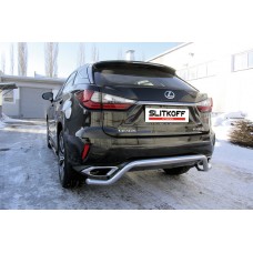 Защита заднего бампера волна 57 мм Black Edition для Lexus RX-350 2015-2019