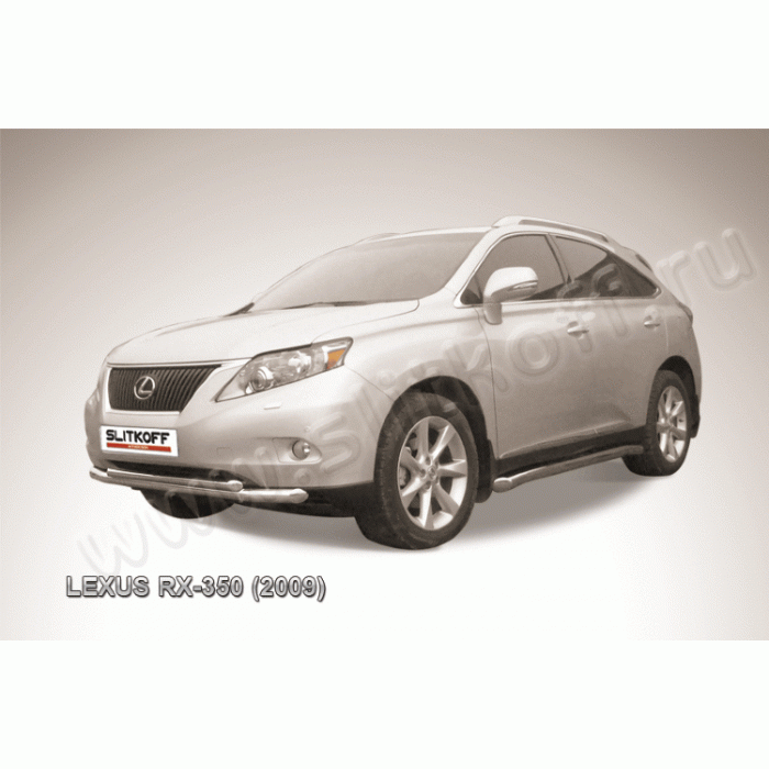 Защита заднего бампера двойная 76-57 мм Black Edition для Lexus RX-350 2009-2012