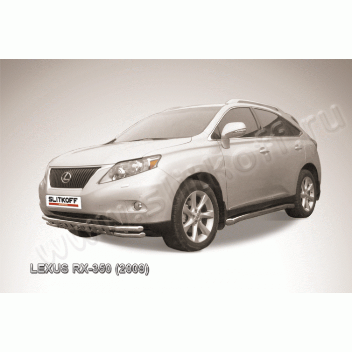 Защита передняя двойная 57-57 мм с защитой картера Black Edition для Lexus RX-350 2009-2012