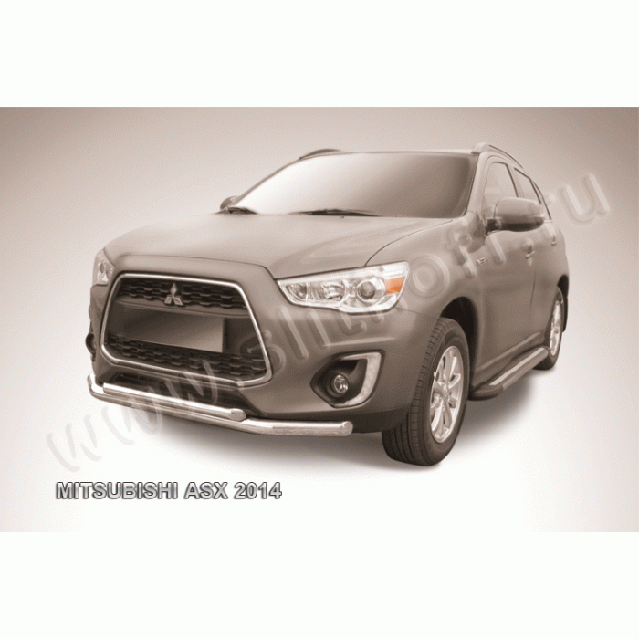 Защита передняя двойная 76-57 мм Black Edition для Mitsubishi ASX 2013-2016