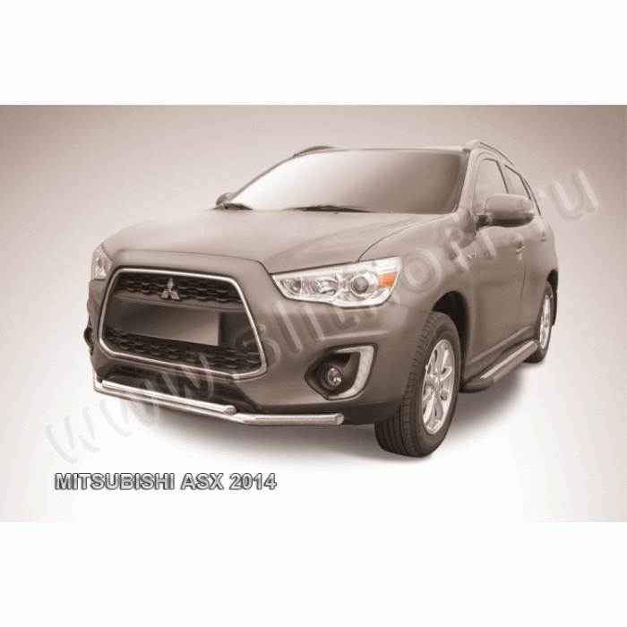 Защита передняя двойная 57-42 мм Black Edition для Mitsubishi ASX 2013-2016