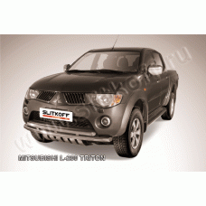 Защита передняя двойная 57-57 мм Black Edition для Mitsubishi L200 Triton 2006-2014