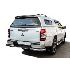 Защита задняя уголки 76 мм (авто с бампером) Black Edition для Mitsubishi L200 2019-2024