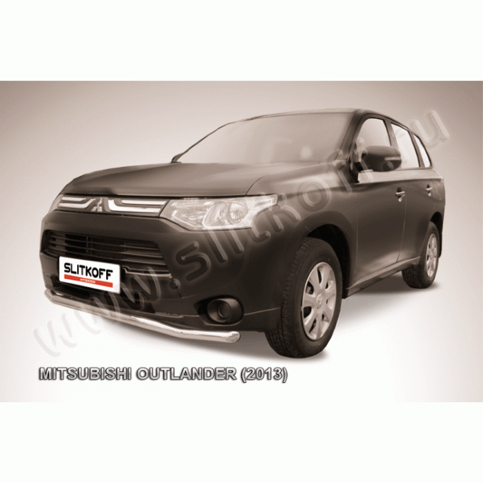 Защита переднего бампера волна 57 мм Black Edition для Mitsubishi Outlander 2012-2014