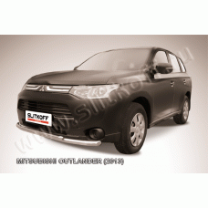 Защита передняя двойная 57-42 мм Black Edition для Mitsubishi Outlander 2012-2014