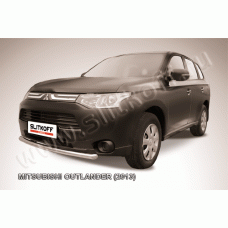 Защита переднего бампера 57 мм короткая Black Edition для Mitsubishi Outlander 2012-2014