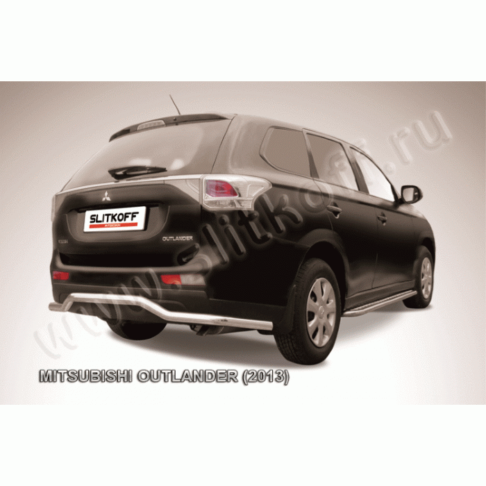 Защита заднего бампера волна 57 мм длинная Black Edition для Mitsubishi Outlander 2012-2014