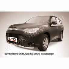 Пороги труба с проступью 76 мм Black Edition для Mitsubishi Outlander 2014-2015