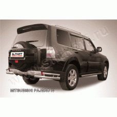 Защита задняя двойные уголки 76-42 мм Black Edition для Mitsubishi Pajero 2006-2024