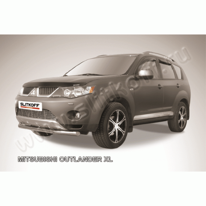 Защита переднего бампера 57 мм Black Edition для Mitsubishi Outlander XL 2006-2009