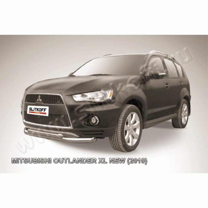 Защита заднего бампера двойная 76-57 мм Black Edition для Mitsubishi Outlander XL 2010-2012