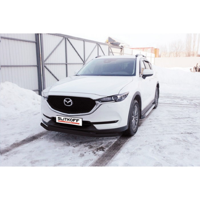 Защита передняя двойная 57-42 мм чёрная для Mazda CX-5 2017-2024