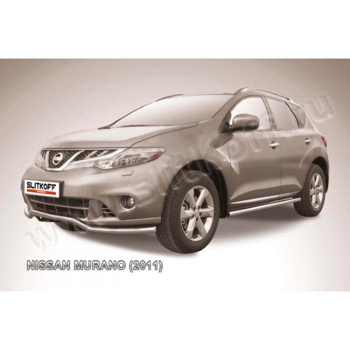 Защита переднего бампера волна 57 мм Black Edition для Nissan Murano Z51 2010-2016