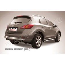 Защита заднего бампера двойная 57-42 мм Black Edition для Nissan Murano Z51 2010-2016