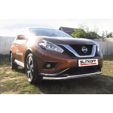 Защита передняя двойная 57-42 мм Black Edition для Nissan Murano Z52 2016-2022