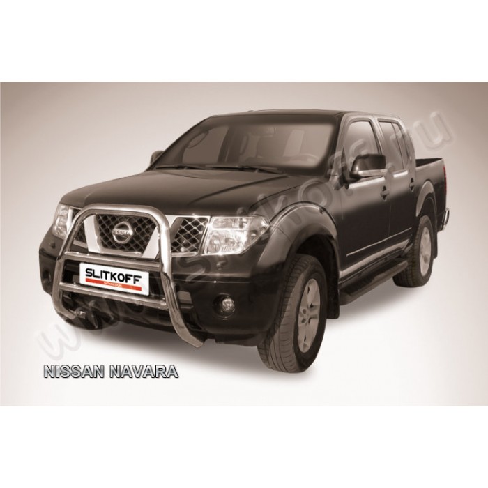 Кенгурятник передний высокий 76 мм Black Edition для Nissan Navara 2005-2015