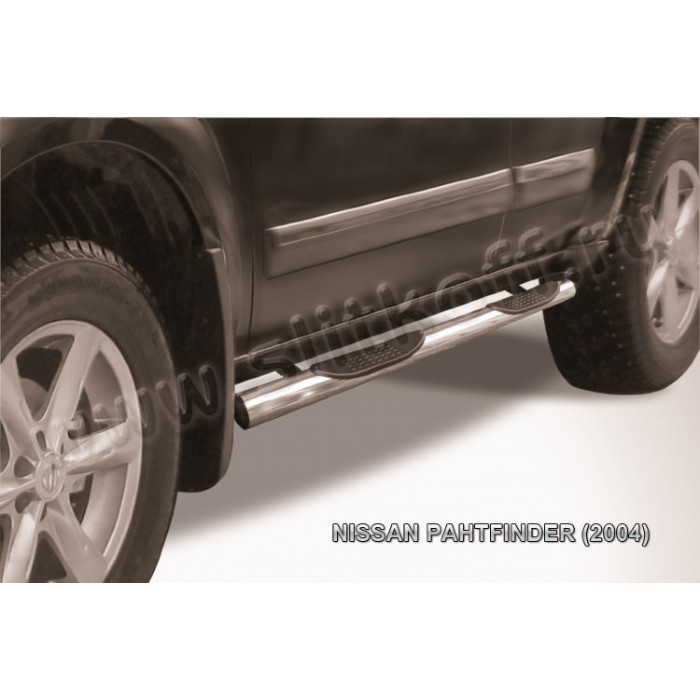 Пороги труба с проступью 76 мм Black Edition для Nissan Pathfinder R51 2004-2009