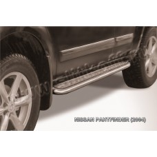 Пороги с площадкой алюминиевый лист 57 мм Black Edition для Nissan Pathfinder R51 2004-2009