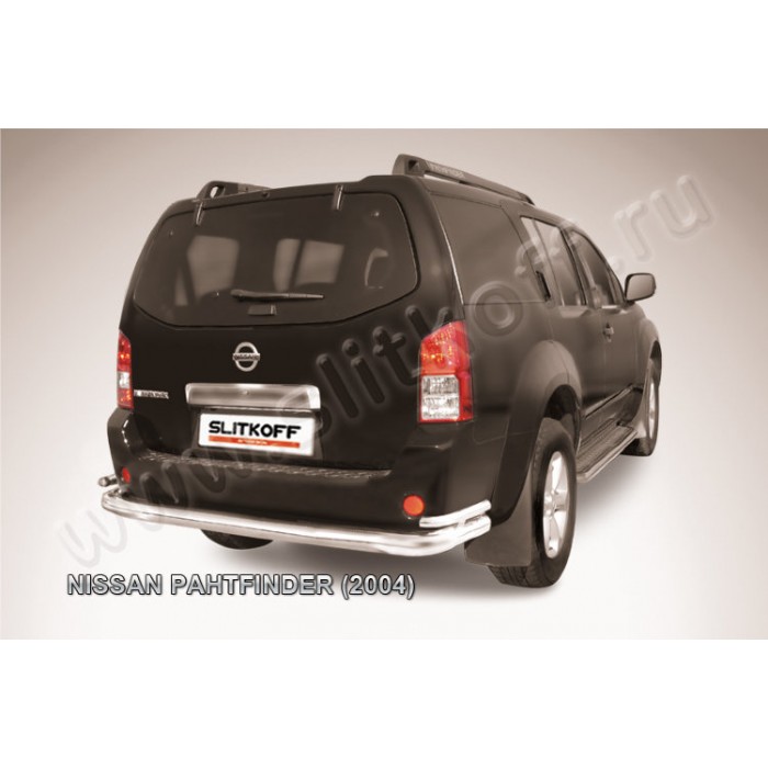 Защита заднего бампера двойная 76-42 мм Black Edition для Nissan Pathfinder R51 2004-2009