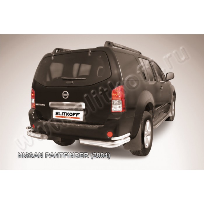 Защита задняя двойные уголки 76-42 мм Black Edition для Nissan Pathfinder R51 2004-2009