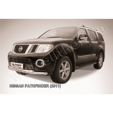 Защита передняя двойная 76-57 мм Black Edition для Nissan Pathfinder R51 2010-2014