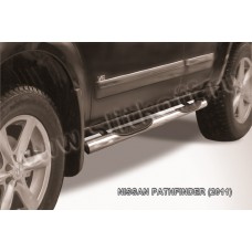 Пороги труба с проступью 76 мм Black Edition для Nissan Pathfinder R51 2010-2014