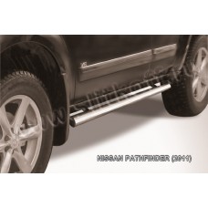 Пороги труба 76 мм Black Edition для Nissan Pathfinder R51 2010-2014