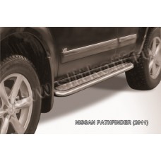 Пороги с площадкой алюминиевый лист 57 мм для Nissan Pathfinder R51 2010-2014