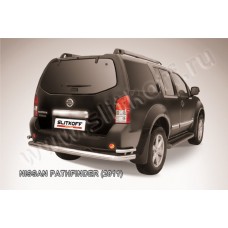 Защита заднего бампера двойная 76-42 мм Black Edition для Nissan Pathfinder R51 2010-2014