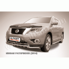 Защита передняя двойная 57-57 мм с перемычками Black Edition для Nissan Pathfinder 2012-2017