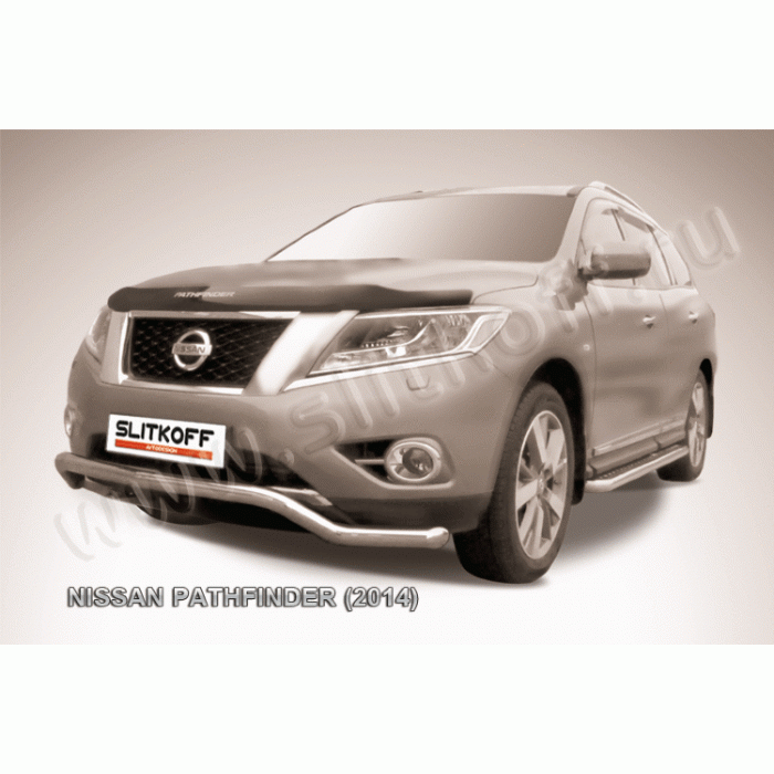 Защита переднего бампера волна 57 мм Black Edition для Nissan Pathfinder 2012-2017