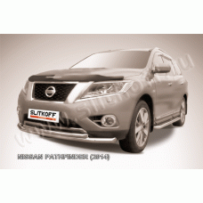 Защита передняя двойная 76-57 мм Black Edition для Nissan Pathfinder 2012-2017