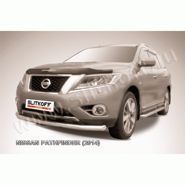 Защита переднего бампера 76 мм Black Edition для Nissan Pathfinder 2012-2017