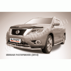 Защита передняя двойная 57-57 мм Black Edition для Nissan Pathfinder 2012-2017