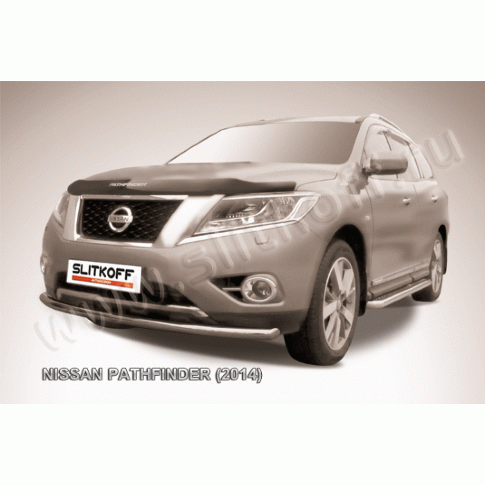 Защита переднего бампера 57 мм радиусная Black Edition для Nissan Pathfinder 2012-2017