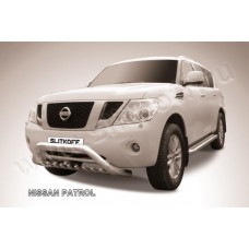 Кенгурятник низкий широкий 76 мм с ЗК Black Edition для Nissan Patrol 2010-2013