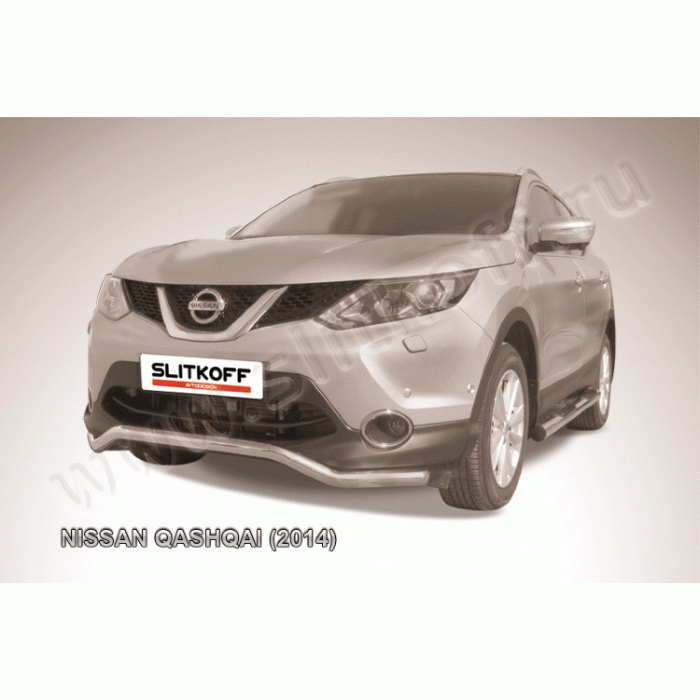 Защита переднего бампера волна 57 мм Black Edition для Nissan Qashqai 2014-2015