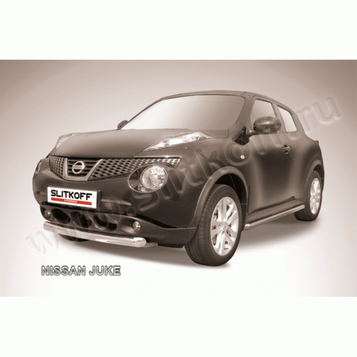 Защита переднего бампера 76 мм короткая Black Edition для Nissan Juke 2010-2014