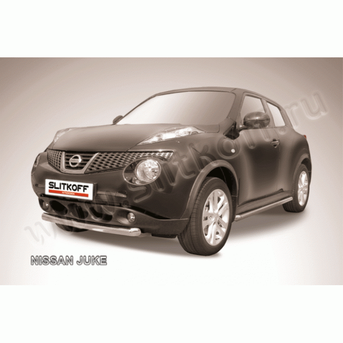 Защита переднего бампера 57 мм короткая Black Edition для Nissan Juke 2010-2014