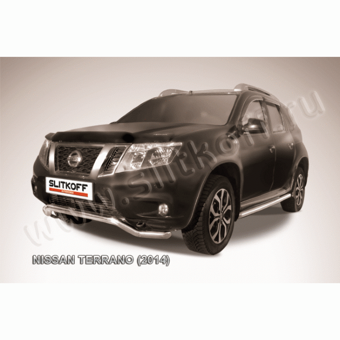 Защита переднего бампера волна 57 мм Black Edition для Nissan Terrano 2014-2022